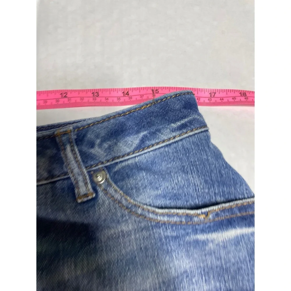 Faded Glory Medium‎ Wash Denim Mini Skirt Size 10 Blue Jean Slit Front